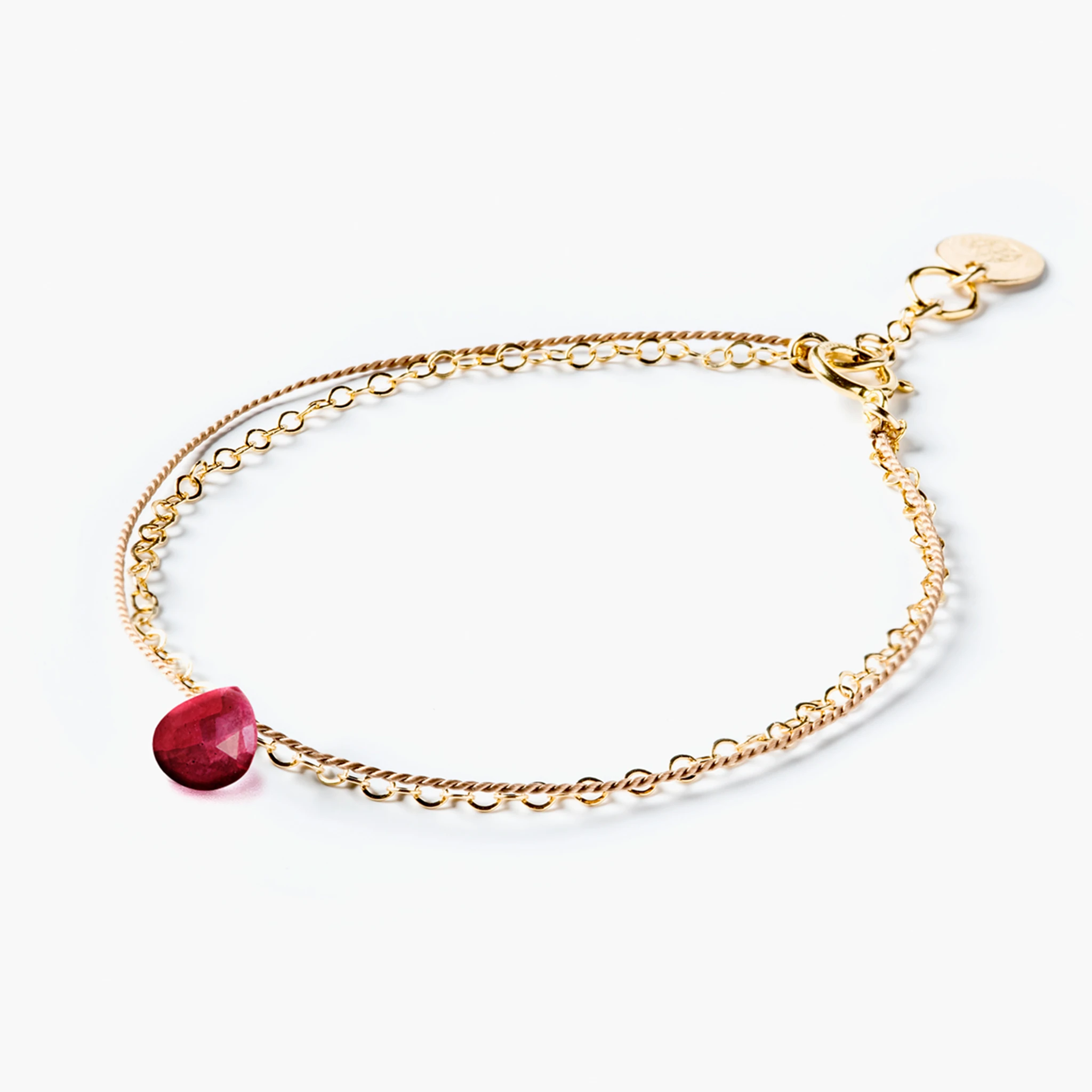 July Gold & Silk Birthstone Bracelet