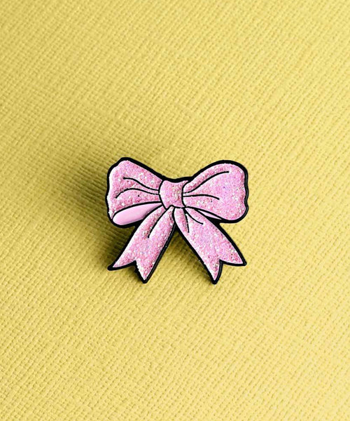 Punky Pins Pink Glitter Bow