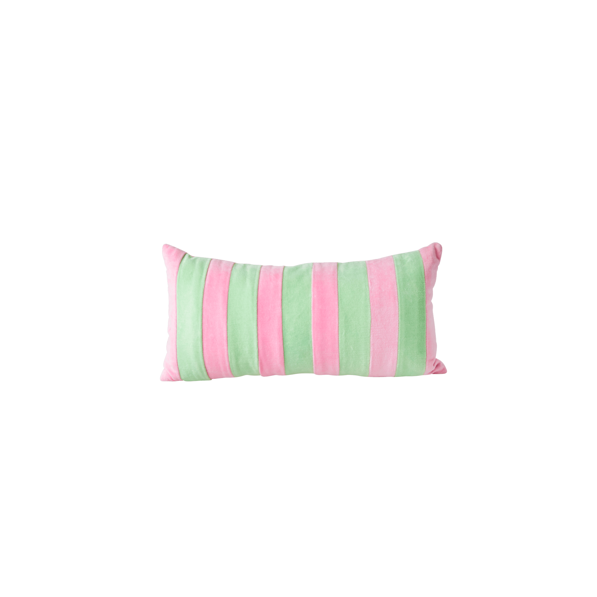Rice by Rice Rectangular Cushion with Neon Green and Pink Stripes - L40 x W20 cm 