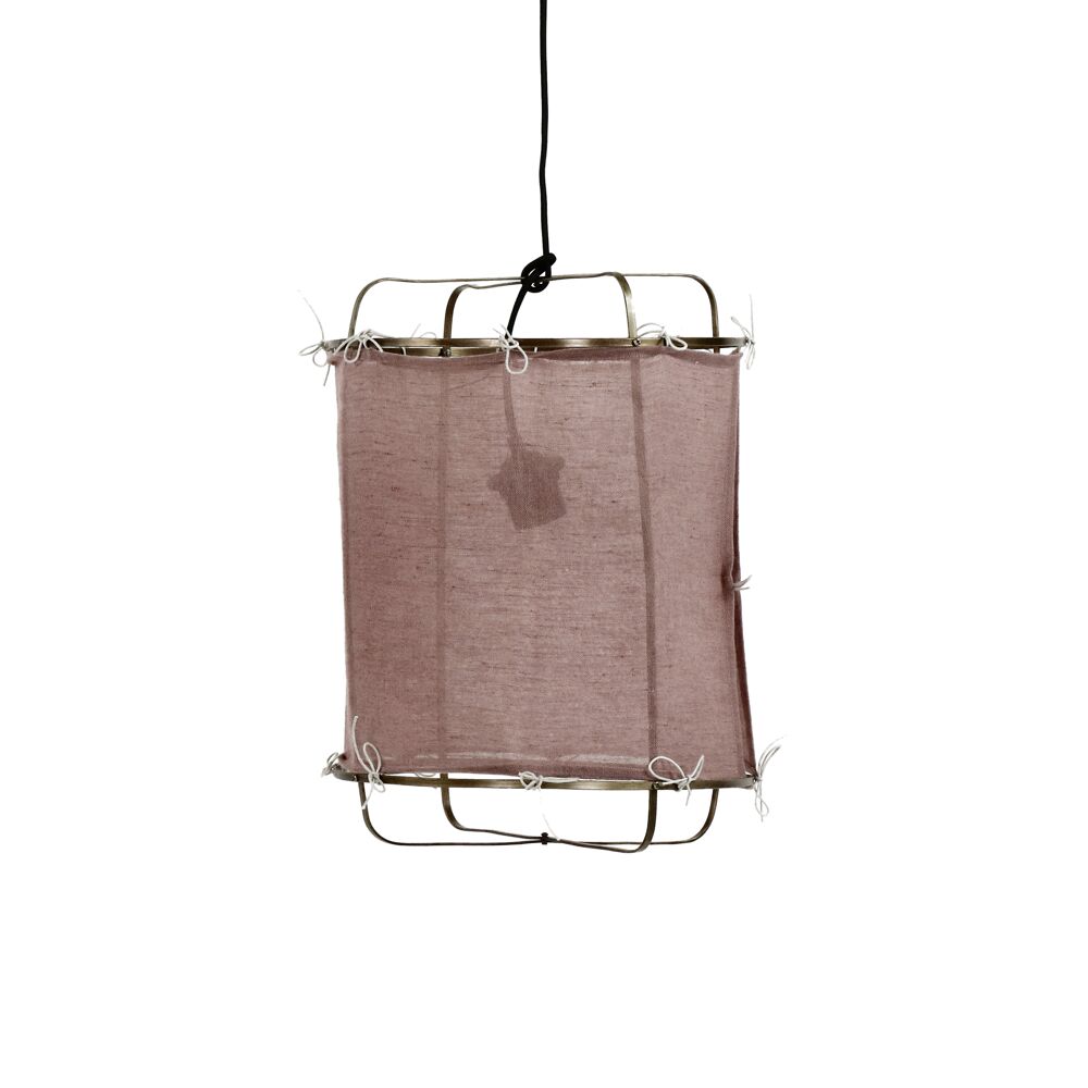 Pomax Grisha Hanging Lamp - Linen/Metal - DIA 30 x H 40 cm - Lavender