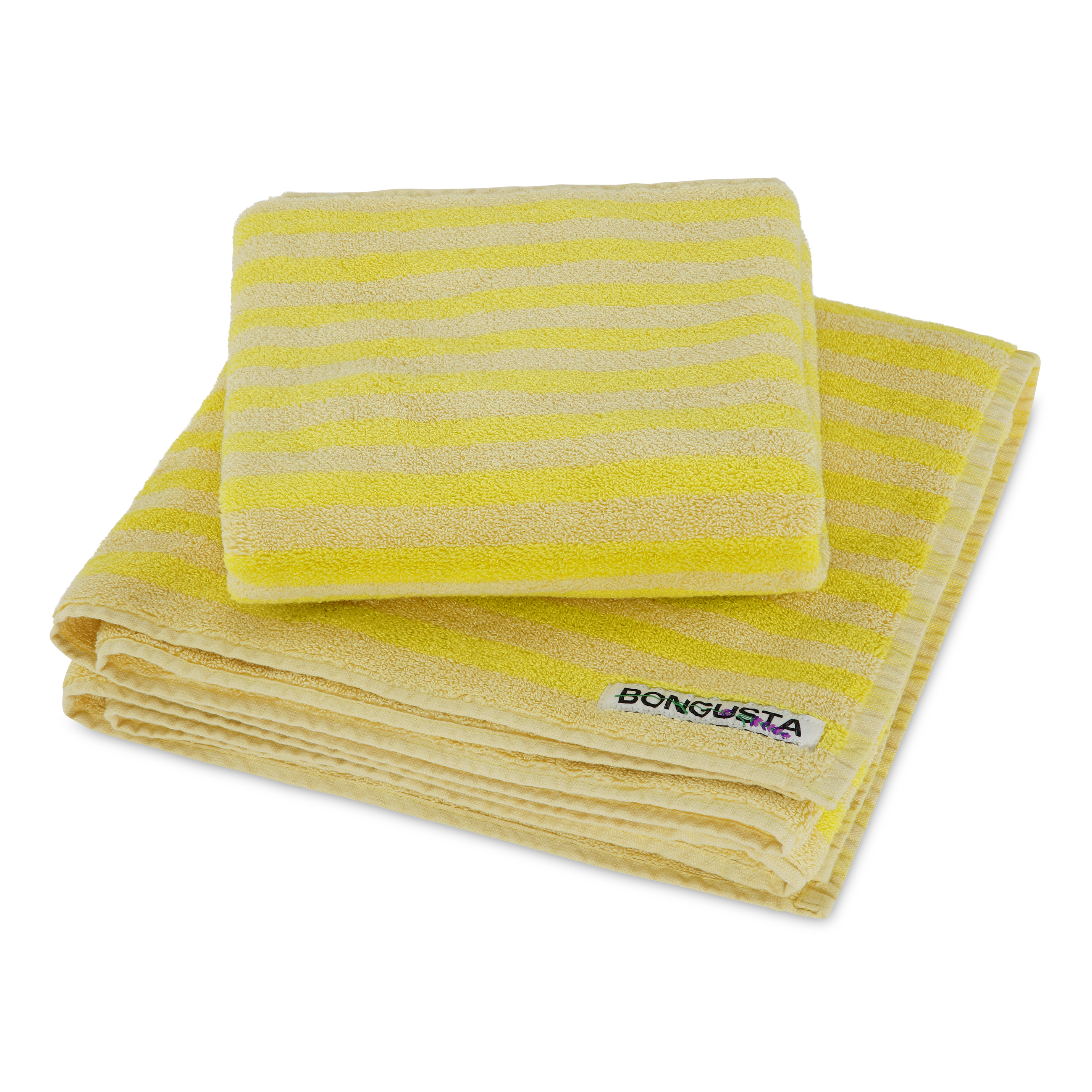 bongusta Naram Bath Towel - Pristine & Neon Yellow