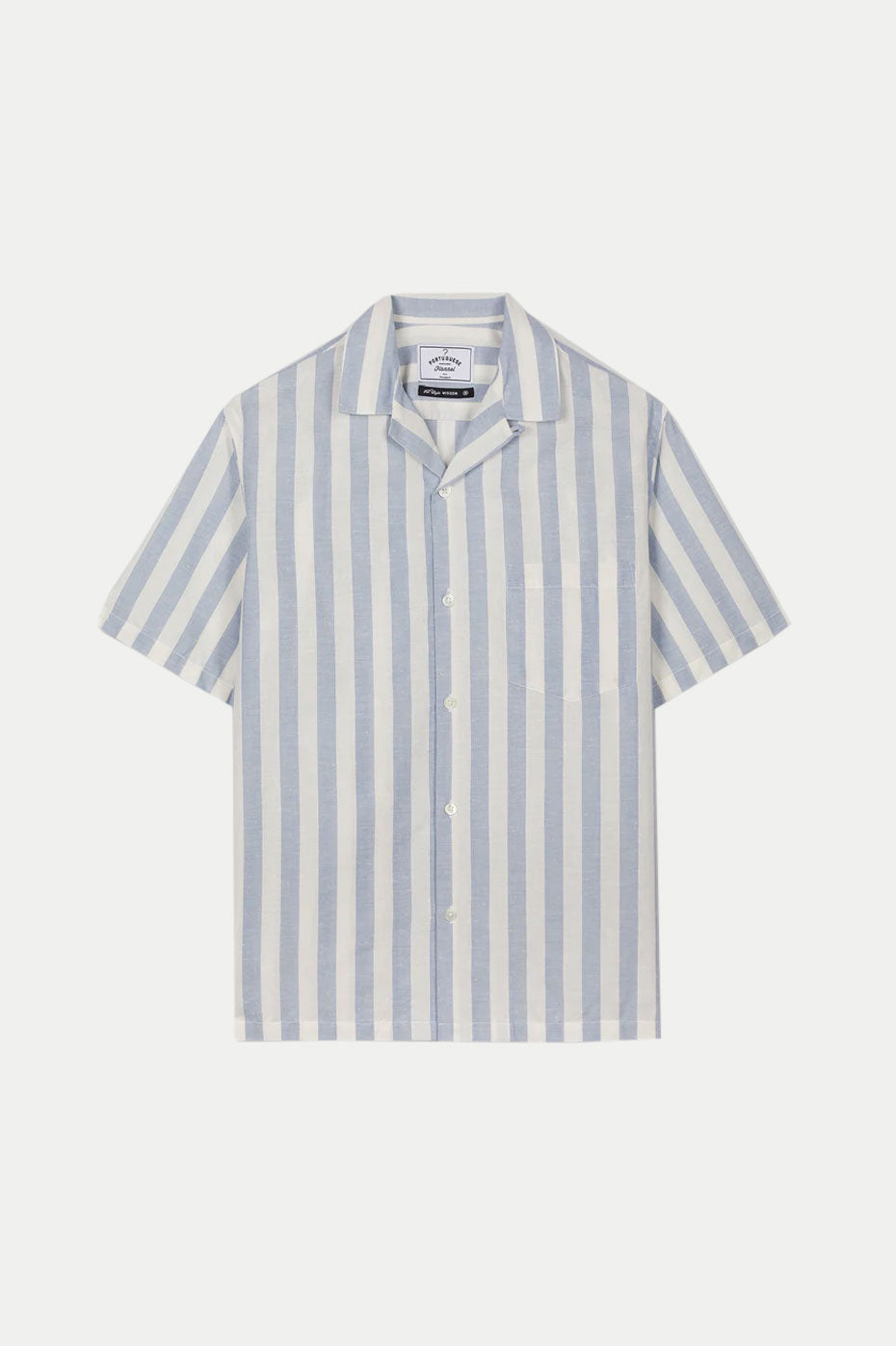  Portuguese Flannel White Blue Stripe Bayon Donegal Shirt