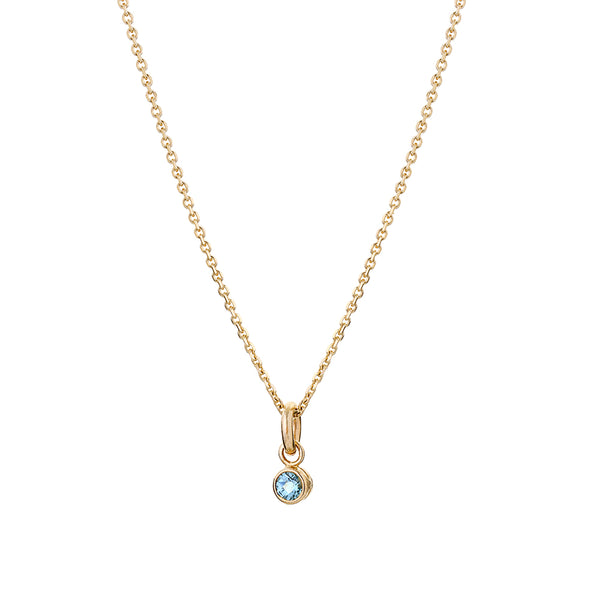 Renné Jewellery 9 Carat Gold Fine Trace Chain & Blue Topaz Tiny Sweetie
