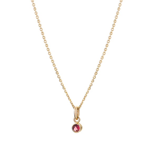 Renné Jewellery 9 Carat Gold Fine Trace Chain & Pink Tourmaline Tiny Sweetie