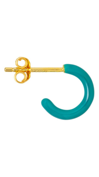 Gold Plated Earring - Petrol Colour Hoop