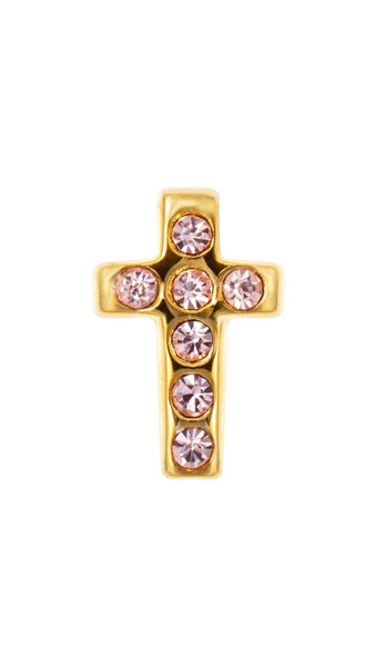 Gold Plated Earring - Cross Crystal