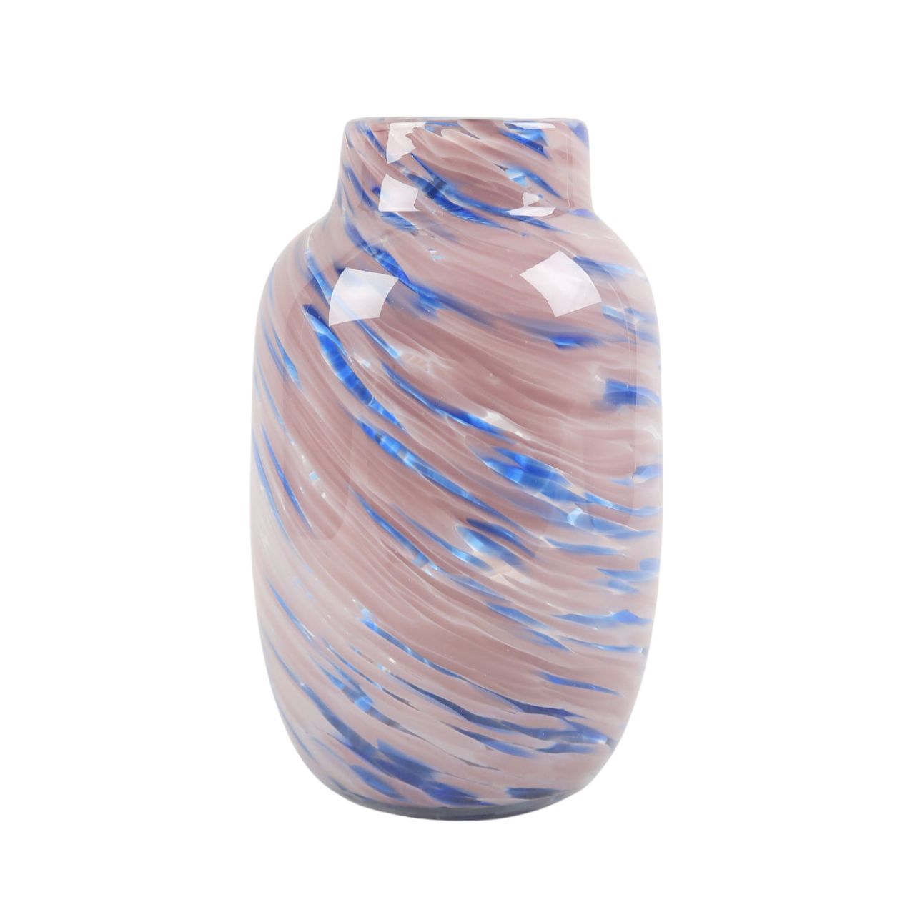Hand Blown Splash Vase – Light Pink & Blue – Large
