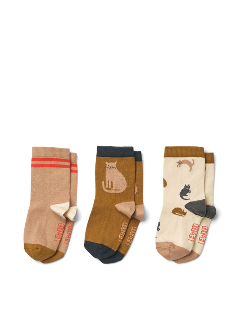 Silas Socks 3 Pack In Miauw & Apple Blossom Mix