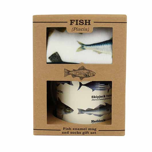Lark London Fish Enamel Mug And Socks Gift Set