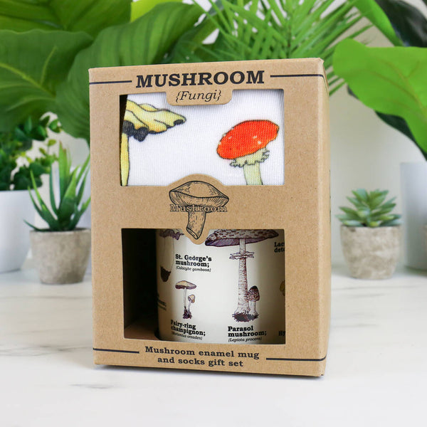 Lark London Mushroom Enamel Mug And Socks Gift Set