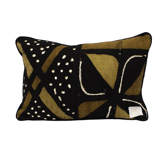 Small Mud Cloth Piped Cushion Cover 'Caramel Peanut Windmill&#x27