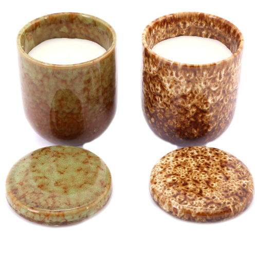 Temerity Jones Kasbah Ceramic Candle Pot With Lid : Brown or Green