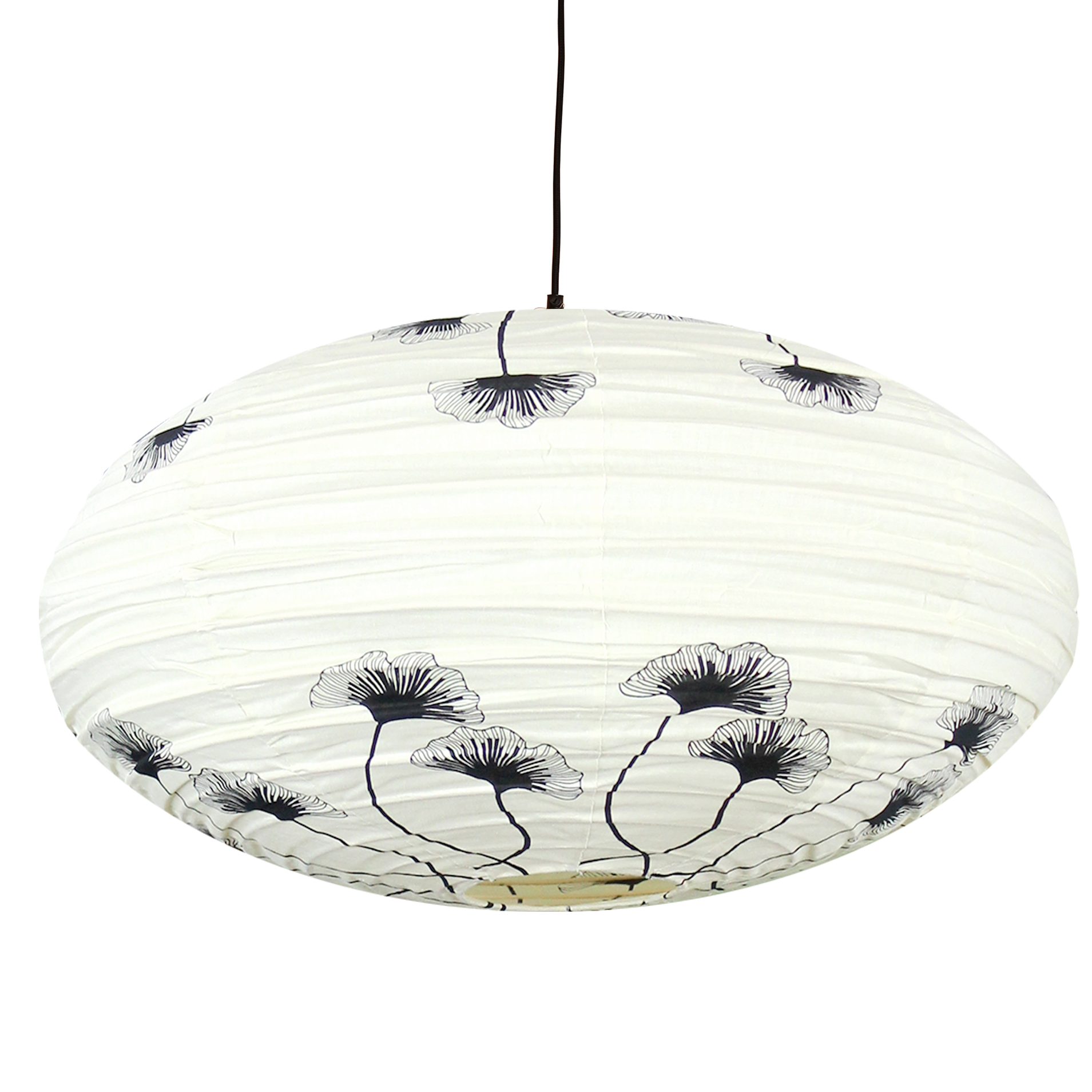 Small 60 Cm Black And Cream Ginkgo Cotton Pendant Lampshade