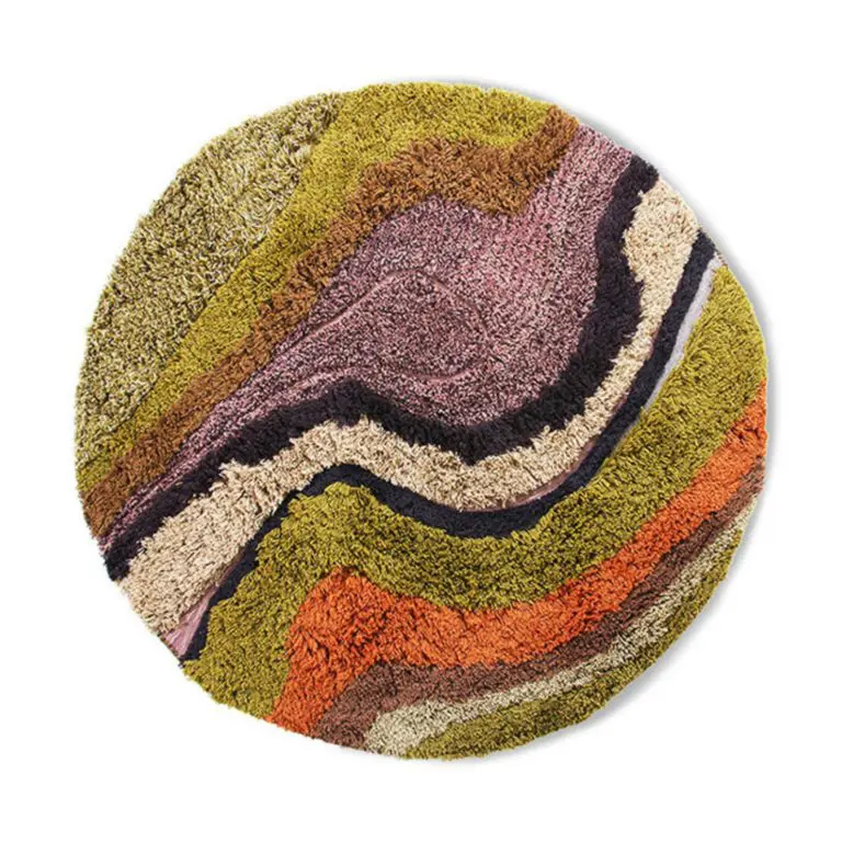 Large round colorful wool carpet