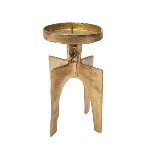 Ghanaian Ashanti Brass Big Pillar Candle Holder 'Strength&#x27