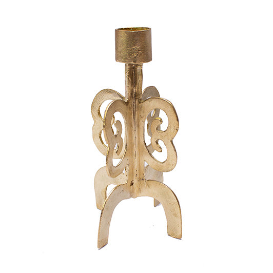 Ghanaian Ashanti Brass Pillar Candle Holder 'Endurance&#x27