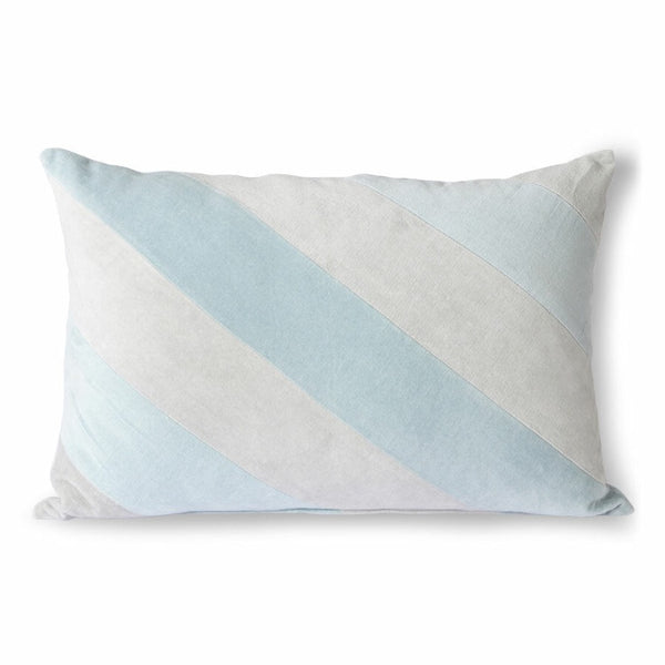 Striped Velvet Cushion Ice Blue (40x60)