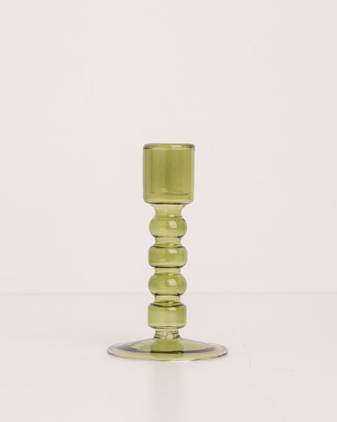 HK Living The Emeralds Glass Candle Holder M Olive Green