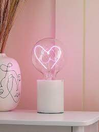 Steepletone Pink Heart Bulb and Marble Lamp Base