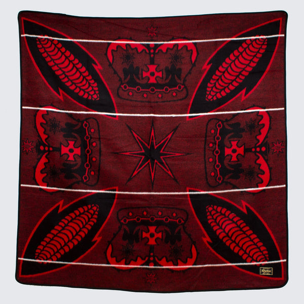 Small Khotso Traditional Basotho Blanket 'Red & Black Corn Cobs&#x27