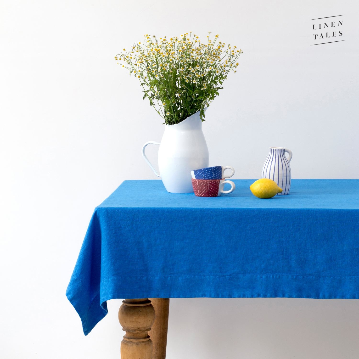 Linen Tales French Blue Linen Tablecloth