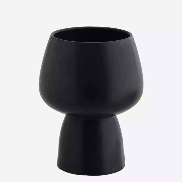 Madam Stoltz Black Sculptural Stoneware Flower Pot
