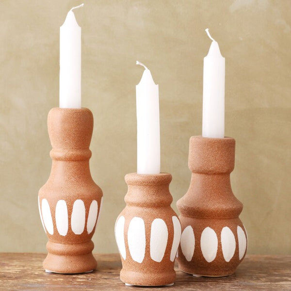 Lisa Angel Terracotta Candlestick Holder - Set Of 3