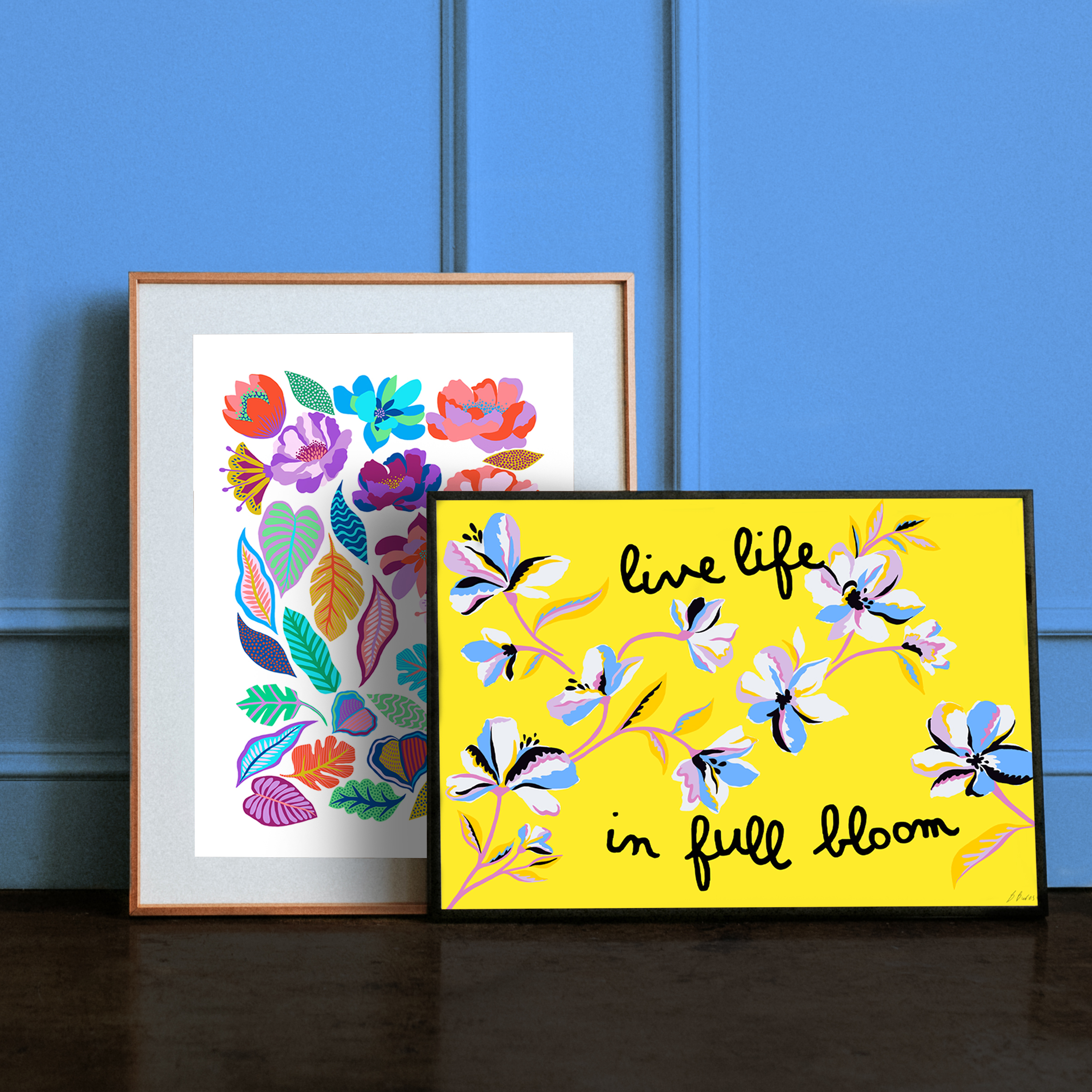 Rebecca Lois Burns Live Life in Full Bloom Giclee A3 Art Print | Flower Wall Art | Floral illustration | Botanical Art