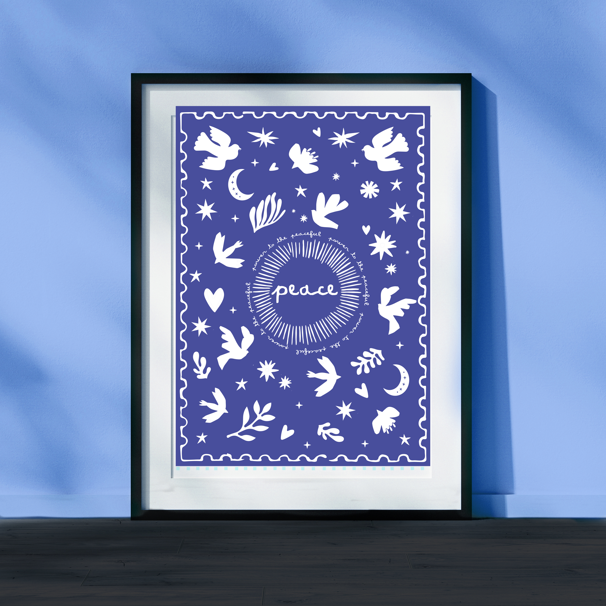 Power To The Peaceful Giclee A4 Art Print | Peace Wall Art |Peace Dove illustration | Cutout Art