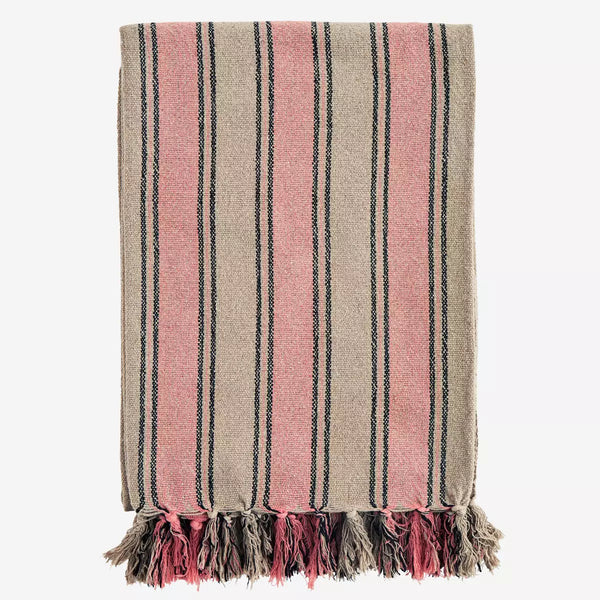 Coral and Taupe Cotton Woven Throw