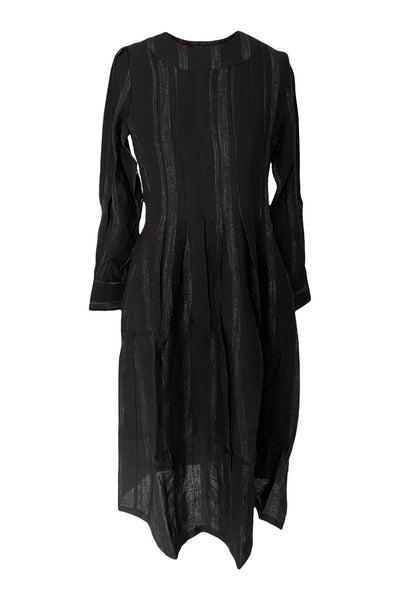 Window Dressing The Soul Wdts - Tilly Dress - Black Linen With A Grey Thread