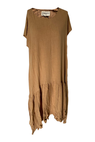 WDTS Camel Seam Detail Frilled Hem Dress
