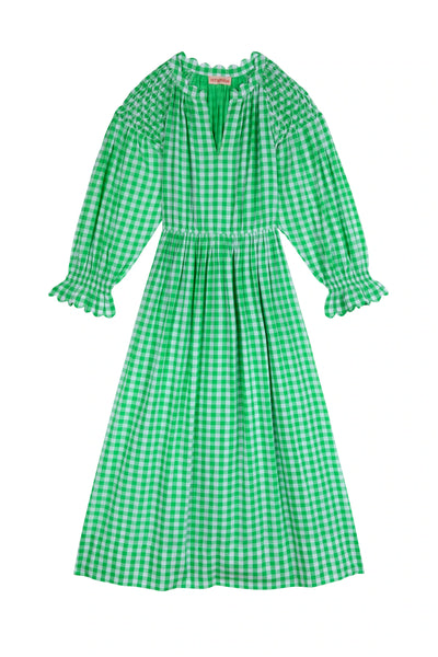 Seraphina The Scalloped Smocked Dress Spring Green Gingham