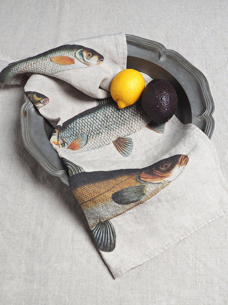 Fish Tea Towels In Linen