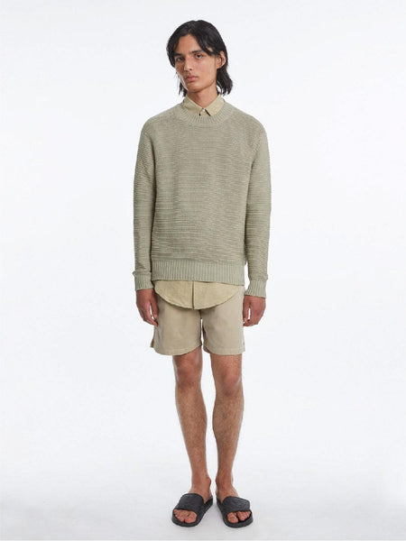 Crewneck Mercerized Stripe Oatmeal