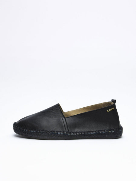 Arven Black Leather Espadrilles -