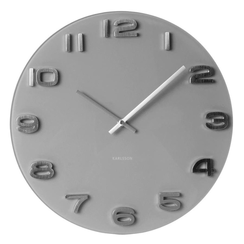 Karlsson Grey Vintage Glass Round Wall Clock