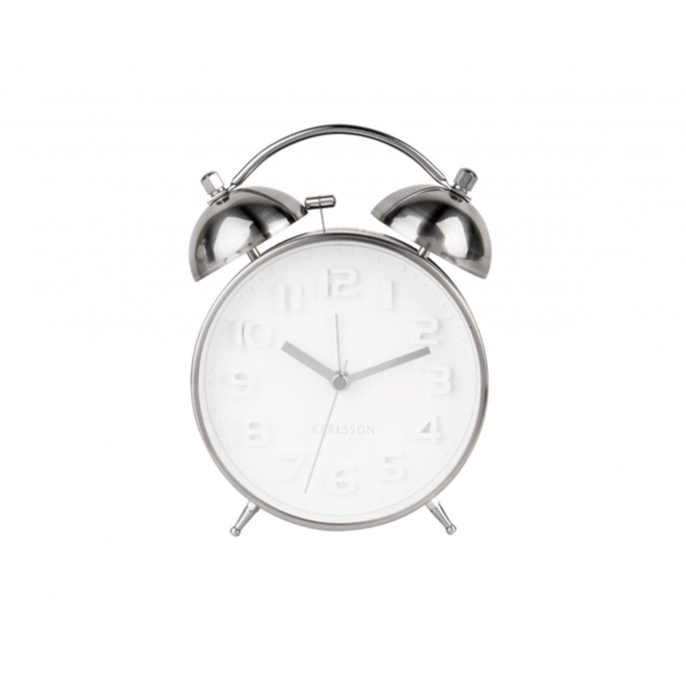 Karlsson Silver Mr White Analogue Alarm Clock