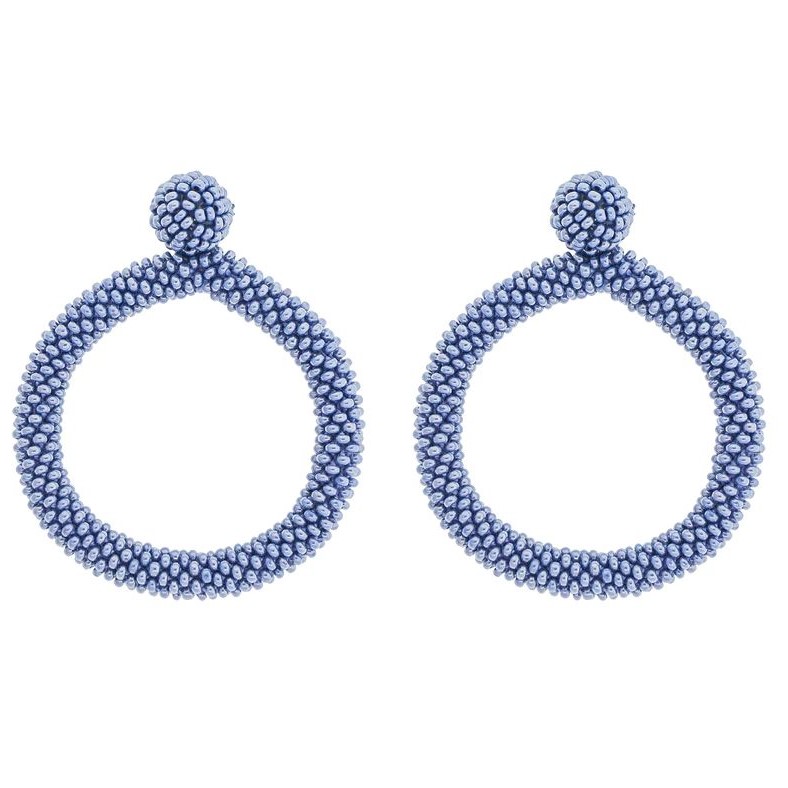 Aid Through Trade Roll On Hoops Statement Earrings Stainless Steel Blue