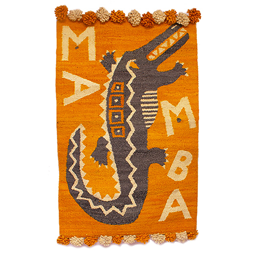 Woven Kenyan Wall Hanging Rug Mamba Crocodile