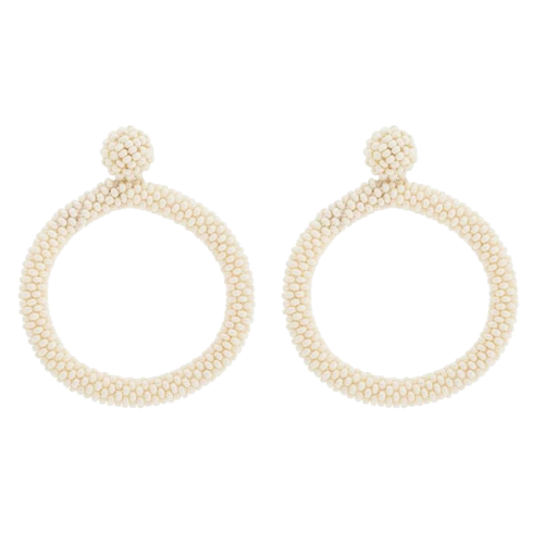 Aid Through Trade Roll On Hoops Statement Earrings Stainless Steel Cream