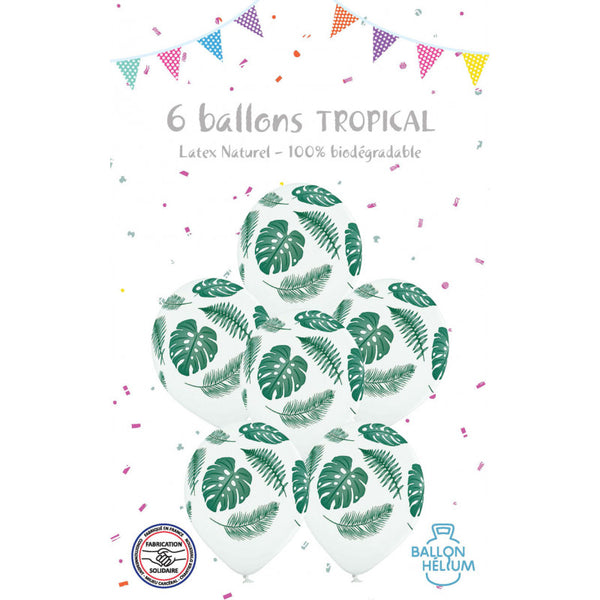 cotillons Alsace 6 Ballons Latex Tropical 30 Cm