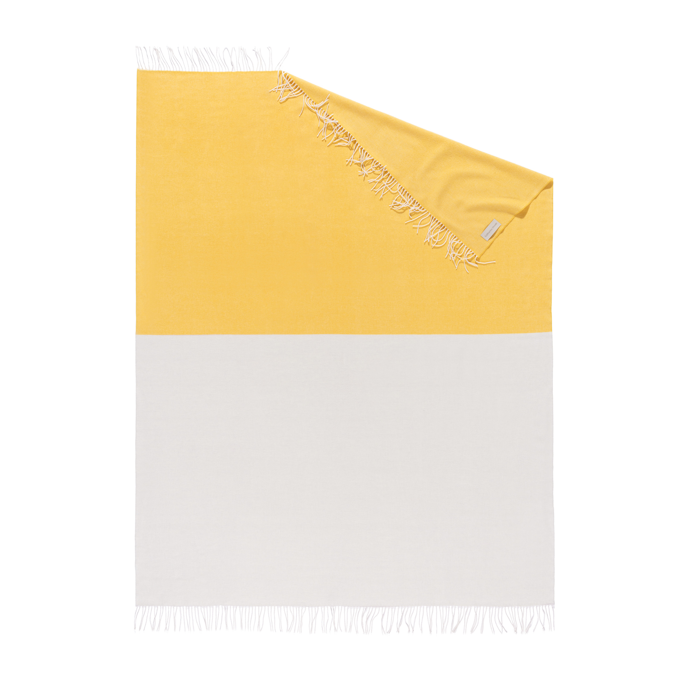 Catharina Mende Throw/Blanket Color-Blocks, Yellow-Light Grey, woven Merino and Cashmere