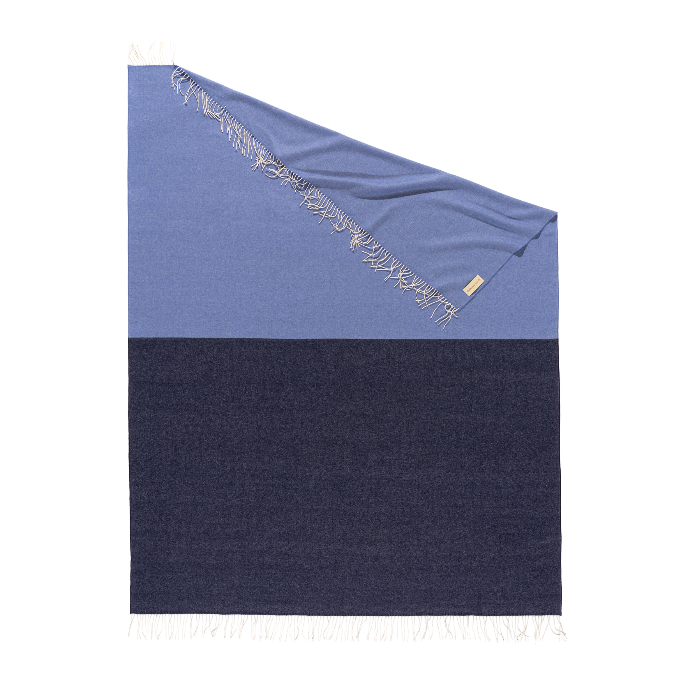 Catharina Mende Throw/Blanket Color-Blocks, Blue-Navy, woven Merino and Cashmere