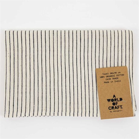 Eco Thin Stripe Towel - White & Black