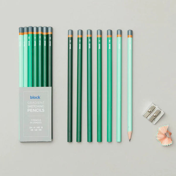 Green Gradient Sketching Pencils