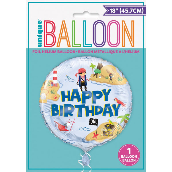 Unique (78427) Ballon Foil 45 Cm Happy Birthday Ahoy Pirate