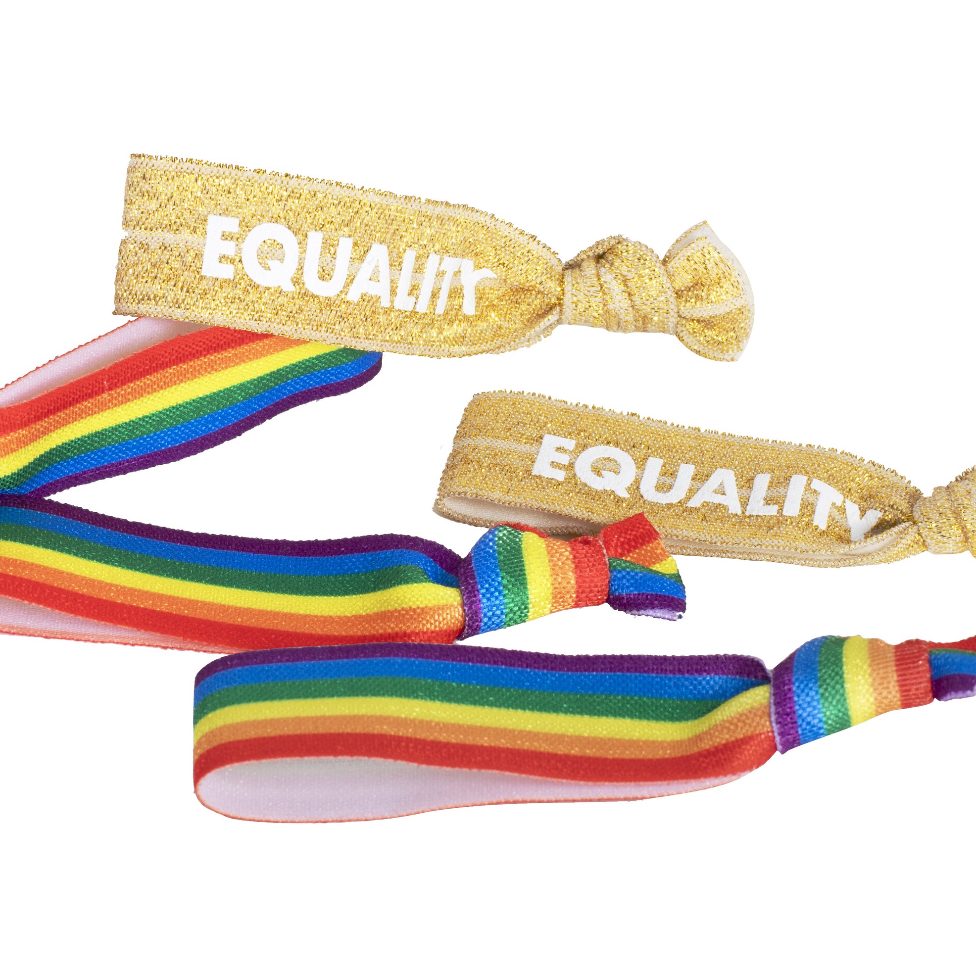 Ginger Ray Rainbow Stripe and Gold Equality Wrist Bands : Pack of 5