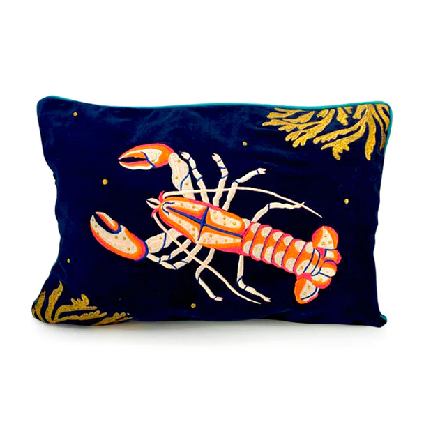 house-of-disaster-coral-velvet-lobster-cushion