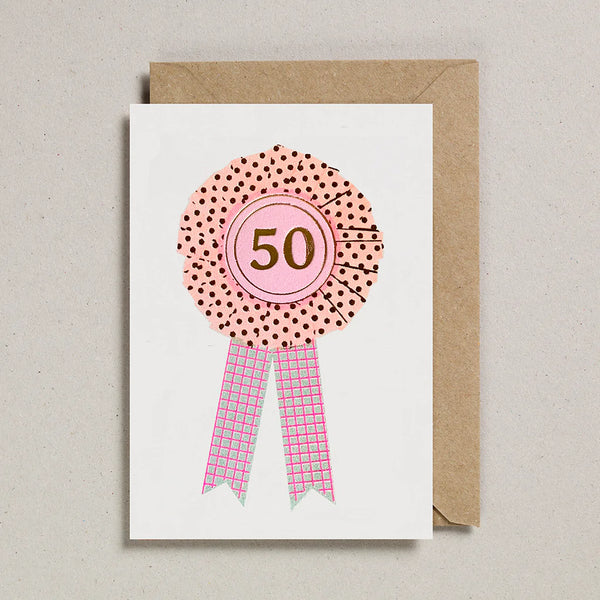 Julia Davey Riso Rosette ‘50’ Birthday Card By Petra Boase
